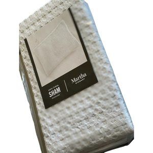 Martha Stewart White Waffle Weave Cotton Pillow Sham Standard/Full NWT